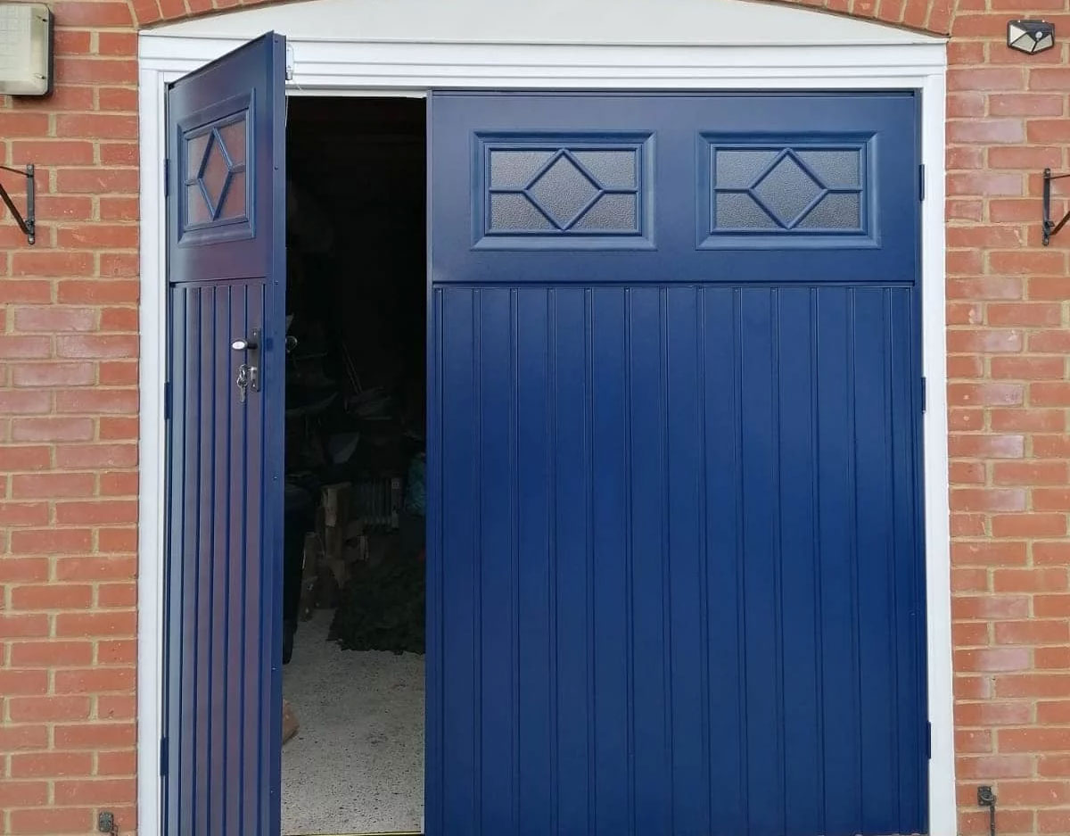 70-30 split side hinged garage door,